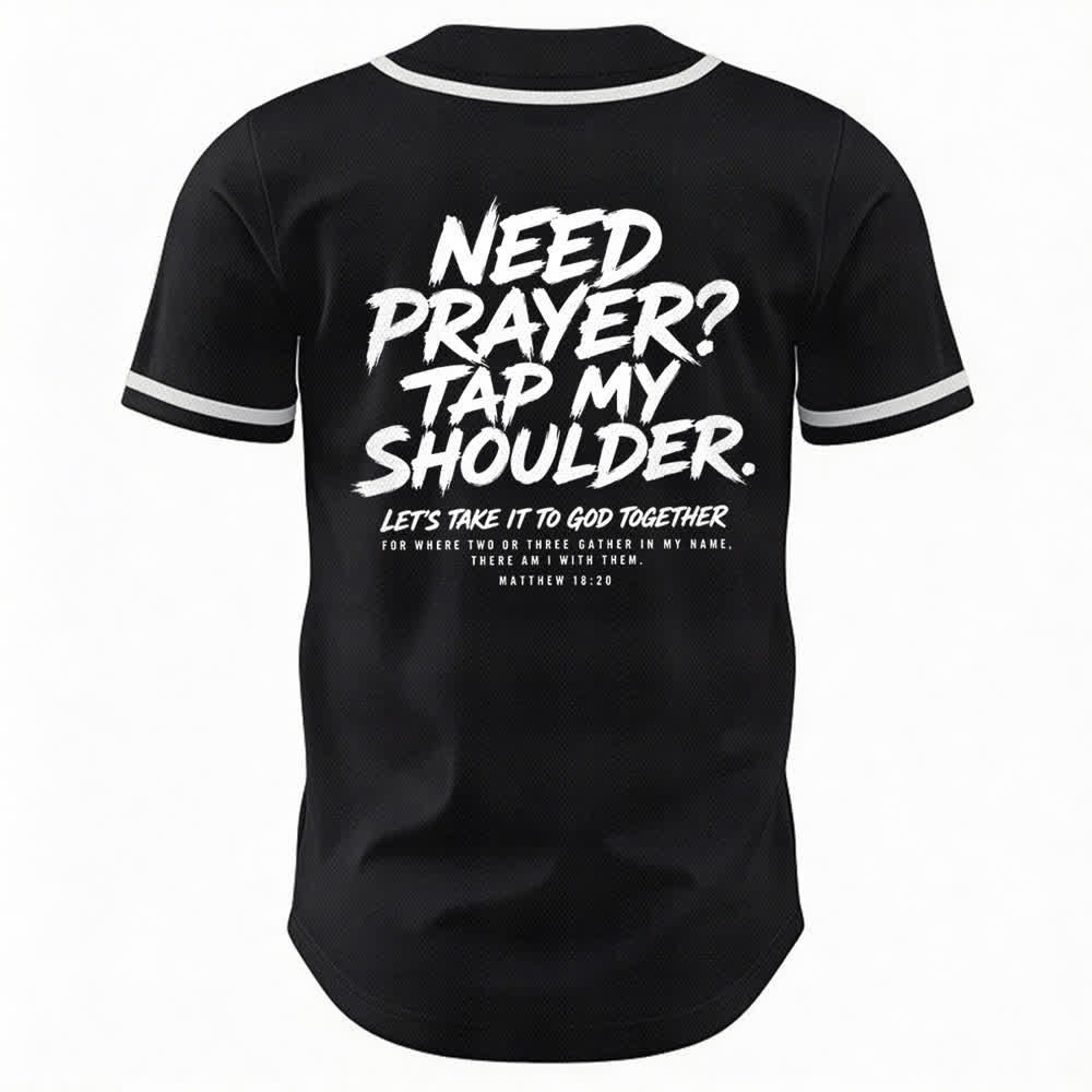 Camiseta de béisbol con mensaje "Pray Tap My Shoulder" de Christianartworkshop - image 8