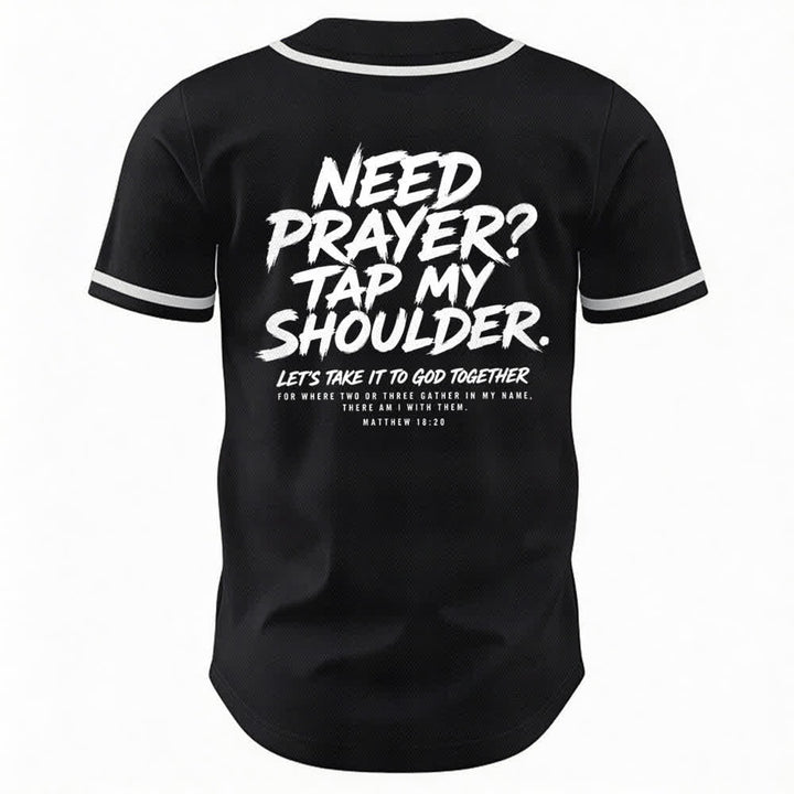 Camiseta de béisbol con mensaje "Pray Tap My Shoulder" de Christianartworkshop - image 8