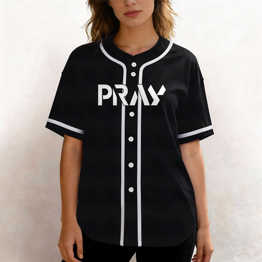 Camiseta de béisbol con mensaje "Pray Tap My Shoulder" de Christianartworkshop - image 11