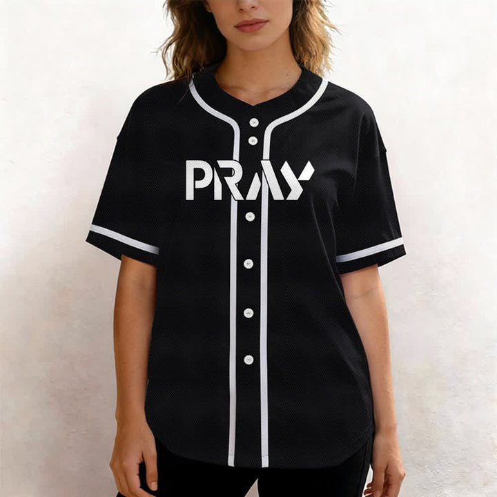 Camiseta de béisbol con mensaje "Pray Tap My Shoulder" de Christianartworkshop - image 11