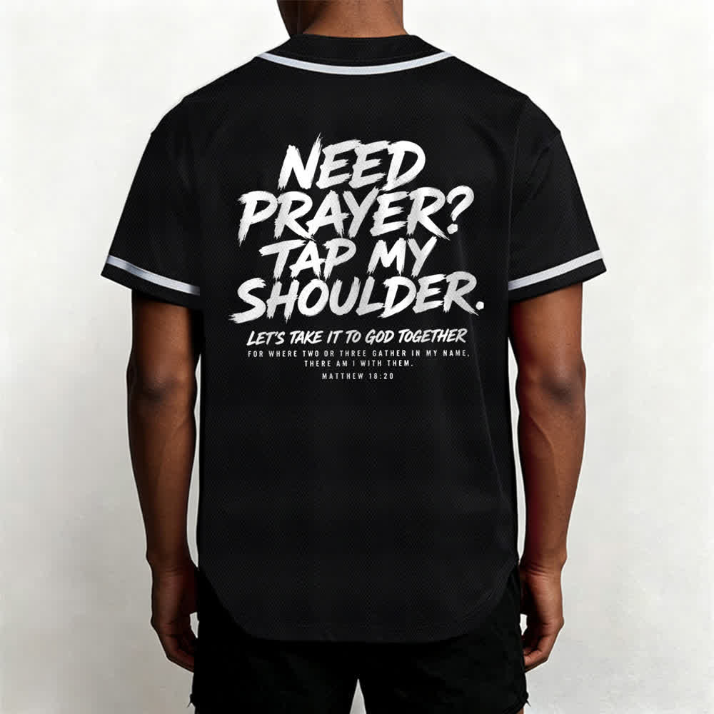 Camiseta de béisbol con mensaje "Pray Tap My Shoulder" de Christianartworkshop - image 12