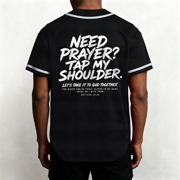 Camiseta de béisbol con mensaje "Pray Tap My Shoulder" de Christianartworkshop - image 12