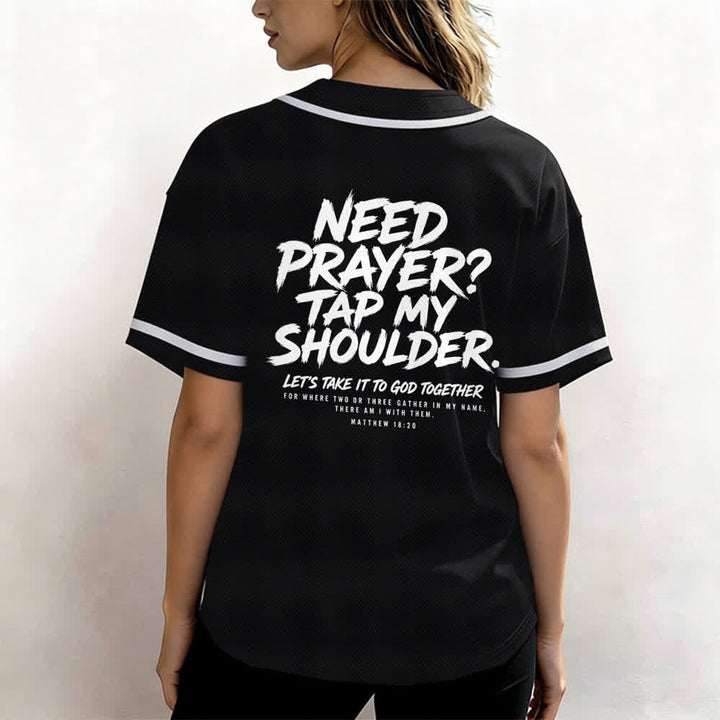 Camiseta de béisbol con mensaje "Pray Tap My Shoulder" de Christianartworkshop - image 10