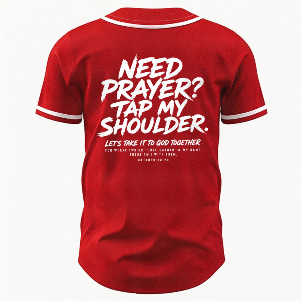 Camiseta de béisbol con mensaje "Pray Tap My Shoulder" de Christianartworkshop - image 15