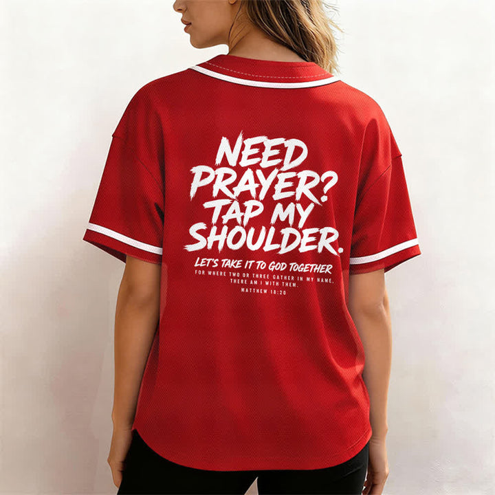 Camiseta de béisbol con mensaje "Pray Tap My Shoulder" de Christianartworkshop - image 17