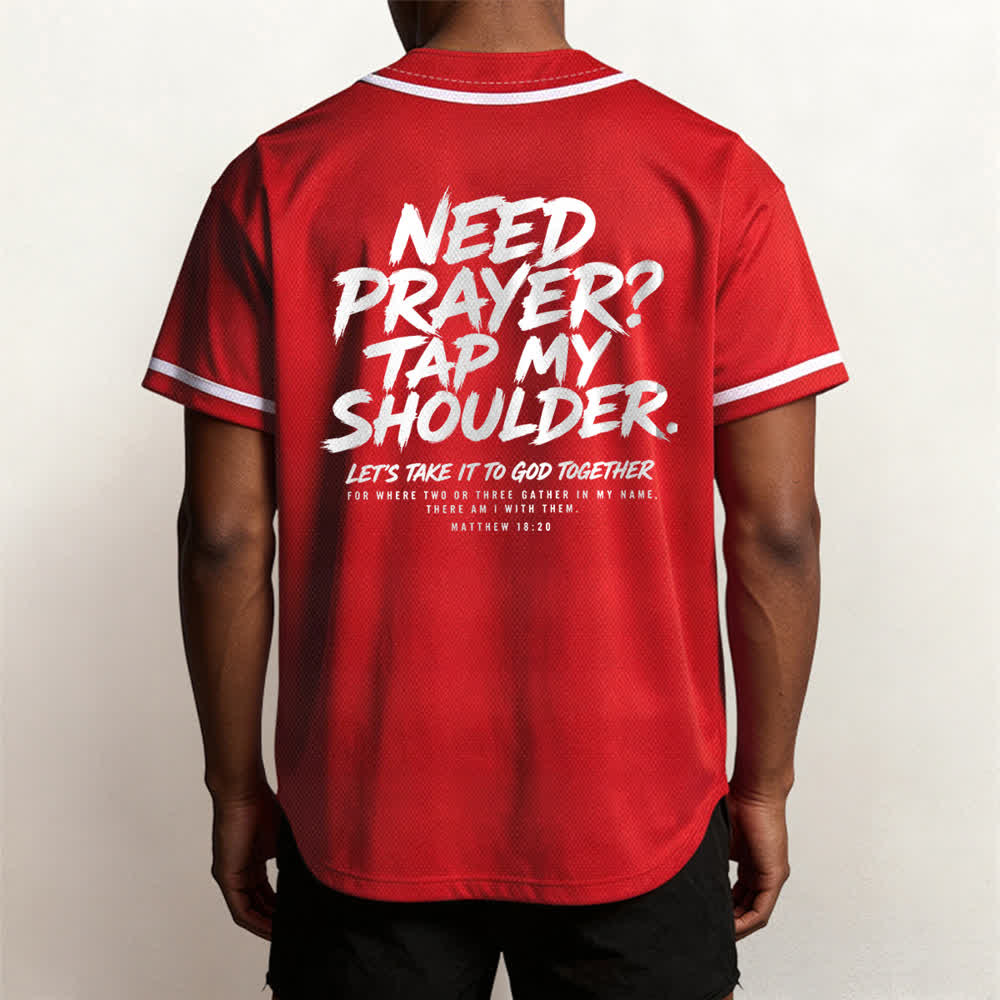 Camiseta de béisbol con mensaje "Pray Tap My Shoulder" de Christianartworkshop - image 19