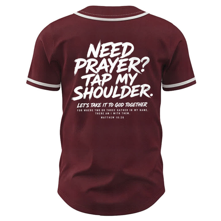 Camiseta de béisbol con mensaje "Pray Tap My Shoulder" de Christianartworkshop - image 22