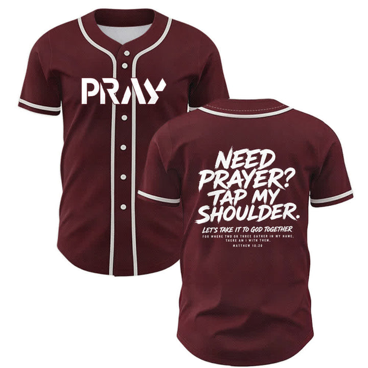 Camiseta de béisbol con mensaje "Pray Tap My Shoulder" de Christianartworkshop - Vino - 5XL - image 21