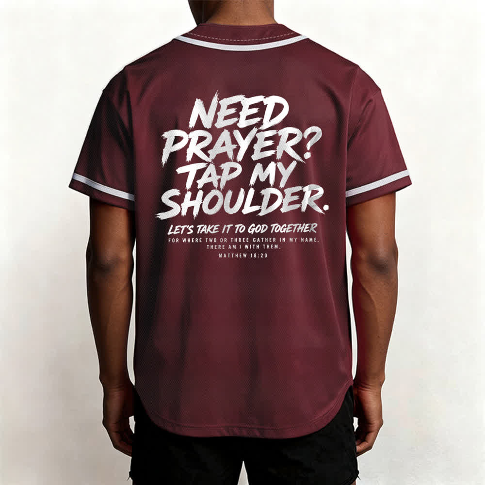 Camiseta de béisbol con mensaje "Pray Tap My Shoulder" de Christianartworkshop - image 26