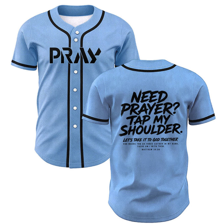 Camiseta de béisbol con mensaje "Pray Tap My Shoulder" de Christianartworkshop - Azul - 5XL - image 28