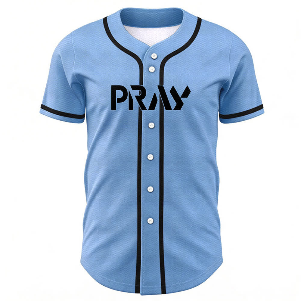 Camiseta de béisbol con mensaje "Pray Tap My Shoulder" de Christianartworkshop - image 30