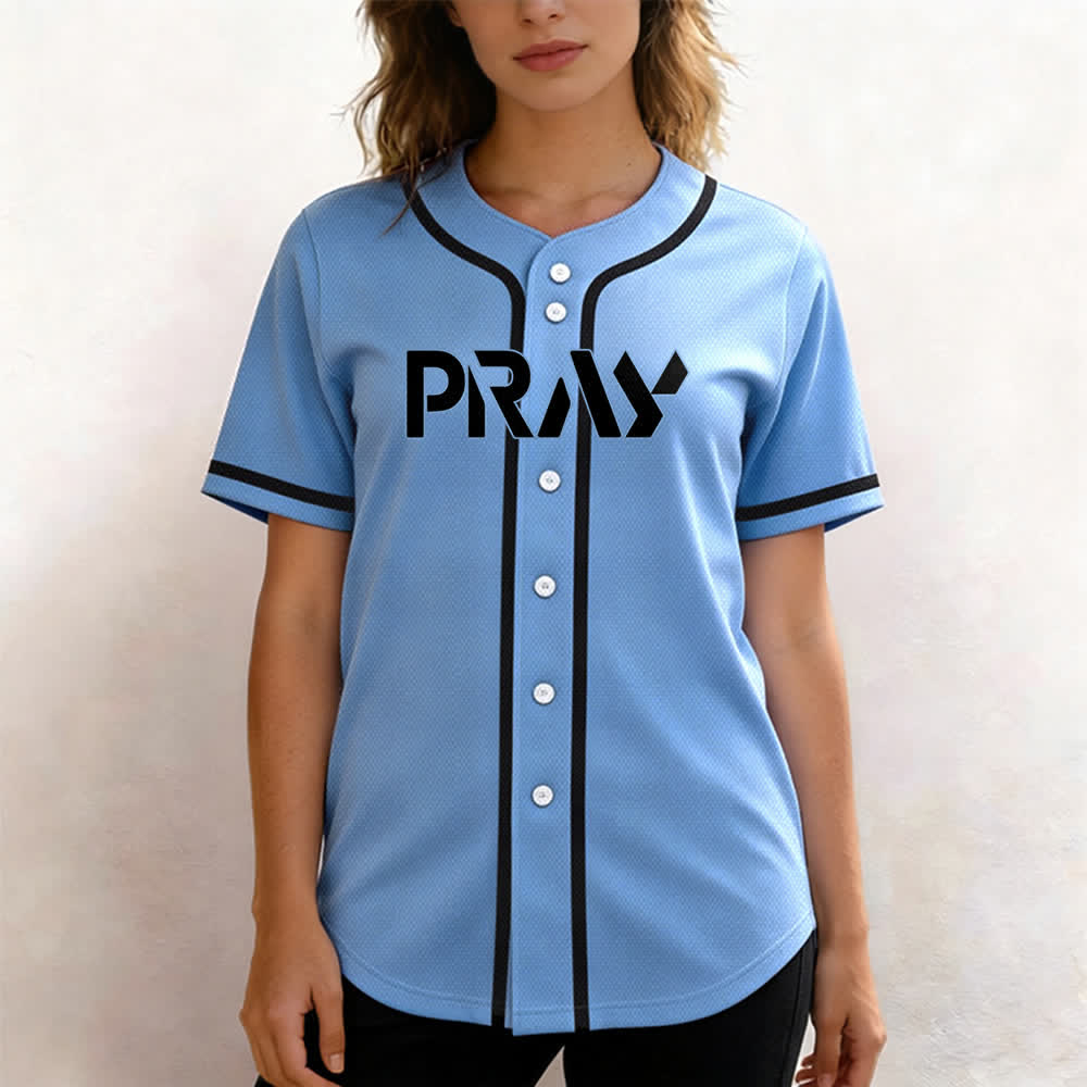 Camiseta de béisbol con mensaje "Pray Tap My Shoulder" de Christianartworkshop - image 32