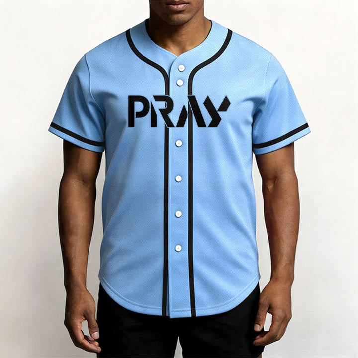 Camiseta de béisbol con mensaje "Pray Tap My Shoulder" de Christianartworkshop - image 34