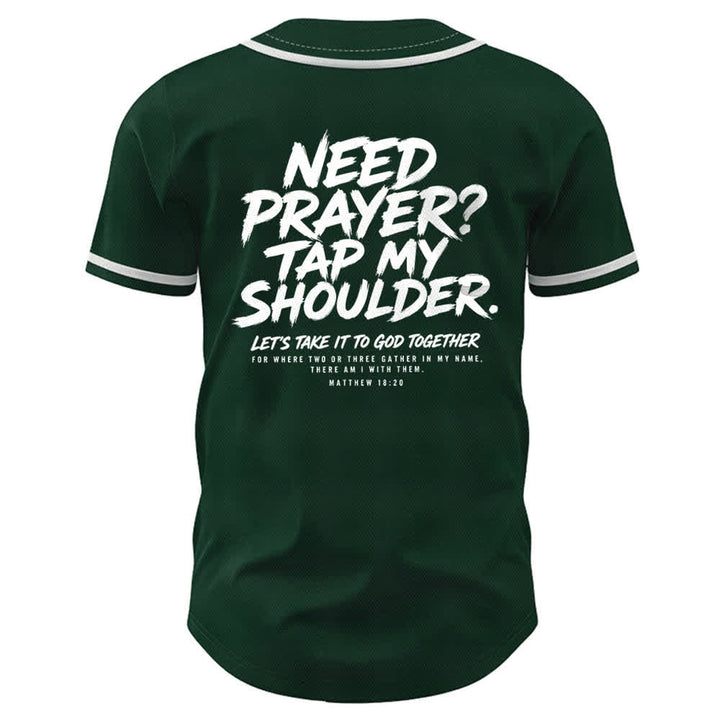 Camiseta de béisbol con mensaje "Pray Tap My Shoulder" de Christianartworkshop - image 36
