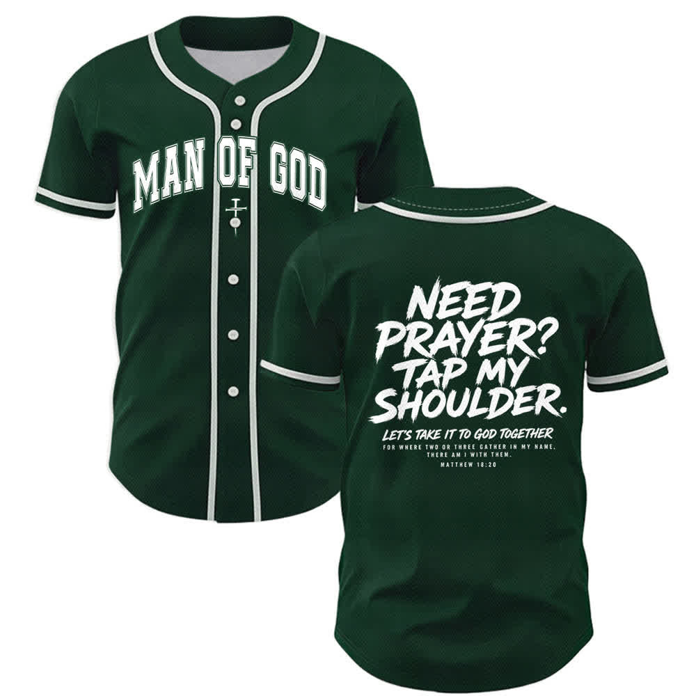 Camiseta de béisbol con mensaje "Pray Tap My Shoulder" de Christianartworkshop - Verde - 5XL - image 35