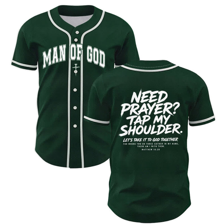 Camiseta de béisbol con mensaje "Pray Tap My Shoulder" de Christianartworkshop - Verde - 5XL - image 35