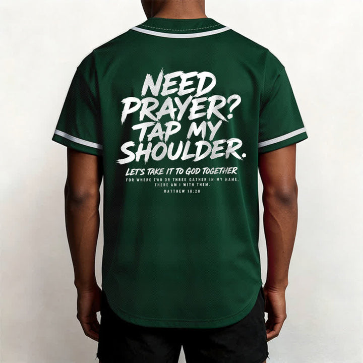 Camiseta de béisbol con mensaje "Pray Tap My Shoulder" de Christianartworkshop - image 40