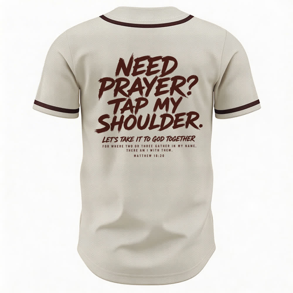 Camiseta de béisbol con mensaje "Pray Tap My Shoulder" de Christianartworkshop - image 43