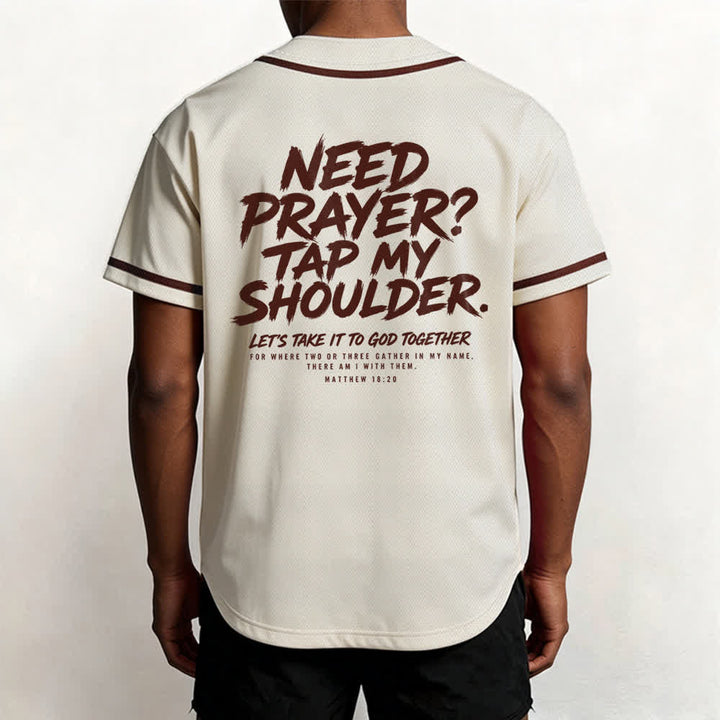 Camiseta de béisbol con mensaje "Pray Tap My Shoulder" de Christianartworkshop - image 47