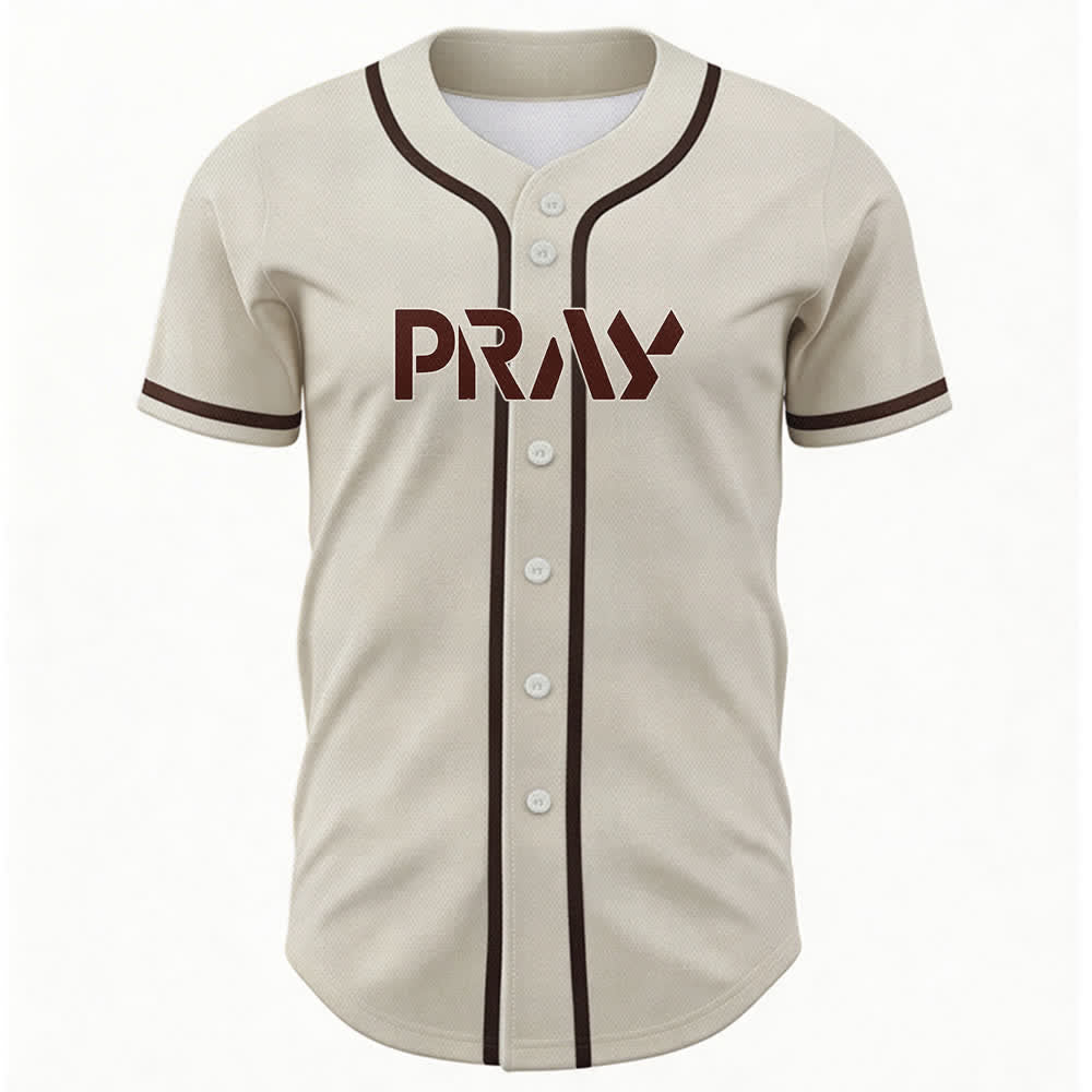 Camiseta de béisbol con mensaje "Pray Tap My Shoulder" de Christianartworkshop - image 44