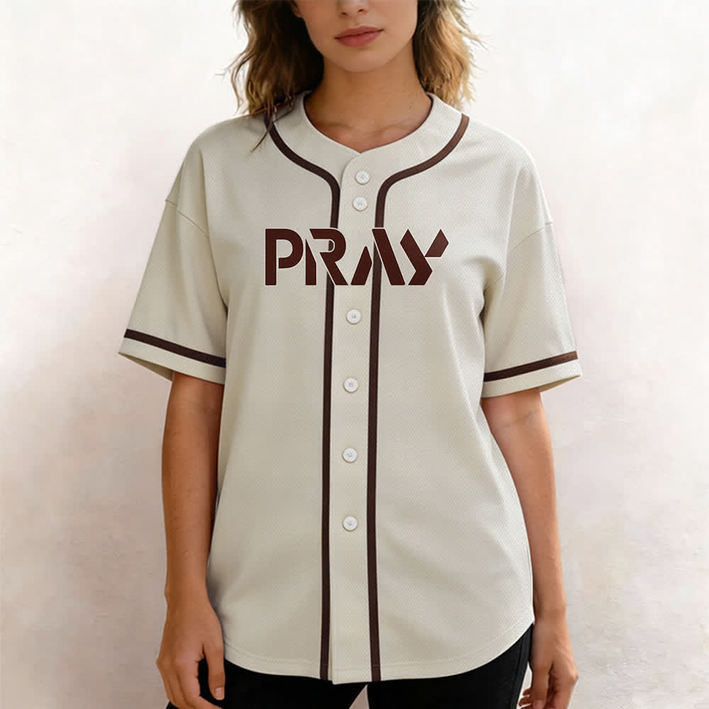 Camiseta de béisbol con mensaje "Pray Tap My Shoulder" de Christianartworkshop - image 46