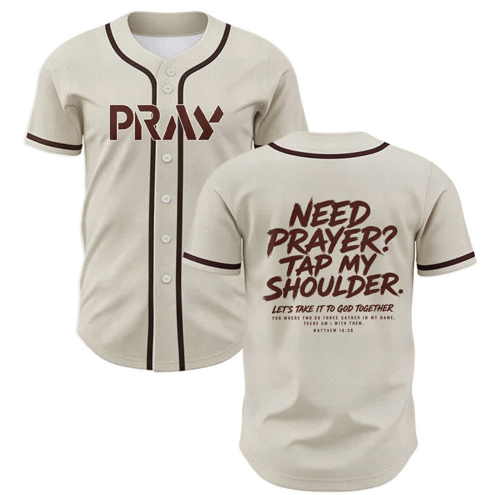 Camiseta de béisbol con mensaje "Pray Tap My Shoulder" de Christianartworkshop - Beige - 5XL - image 42