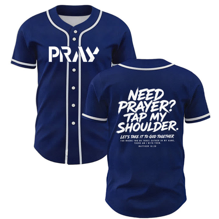 Camiseta de béisbol con mensaje "Pray Tap My Shoulder" de Christianartworkshop - Marina de guerra - 5XL - image 49