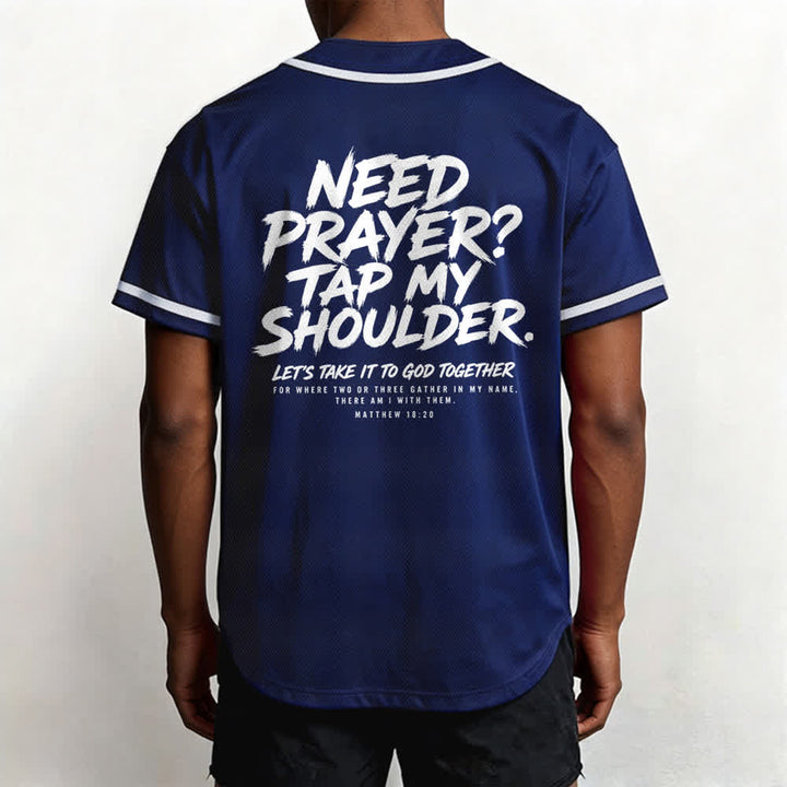 Camiseta de béisbol con mensaje "Pray Tap My Shoulder" de Christianartworkshop - image 54