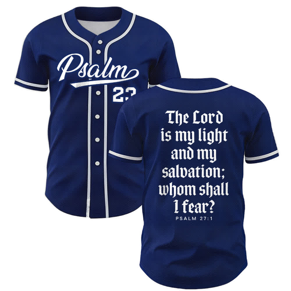 Camiseta de béisbol del equipo azul marino con versículo bíblico del Salmo 23 de Christianartworkshop - Marina de guerra - 5XL - image 0