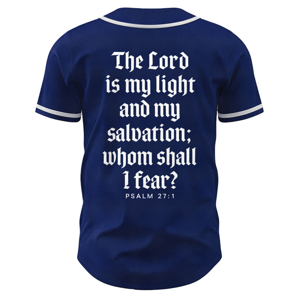 Camiseta de béisbol del equipo azul marino con versículo bíblico del Salmo 23 de Christianartworkshop - image 1