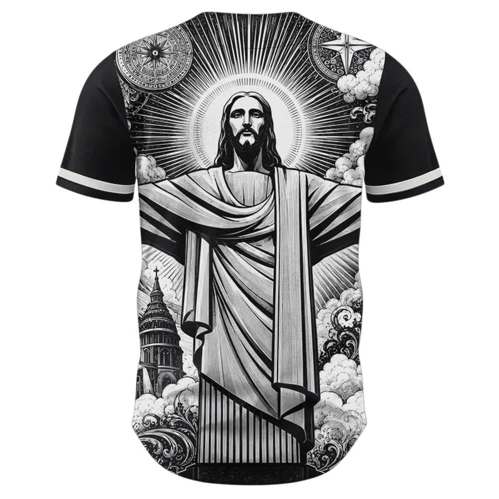 Christianartworkshop Camiseta de béisbol monocromática de Jesus Halo Street - image 1