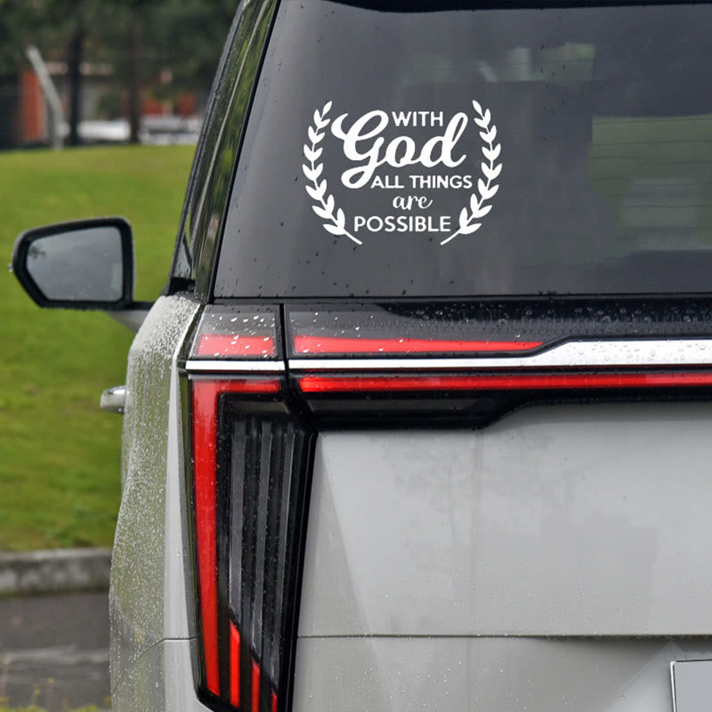 Christianartworkshop Pegatina de vinilo para coche con la frase "Con Dios todo es posible" para animar y recordar a diario. - image 3
