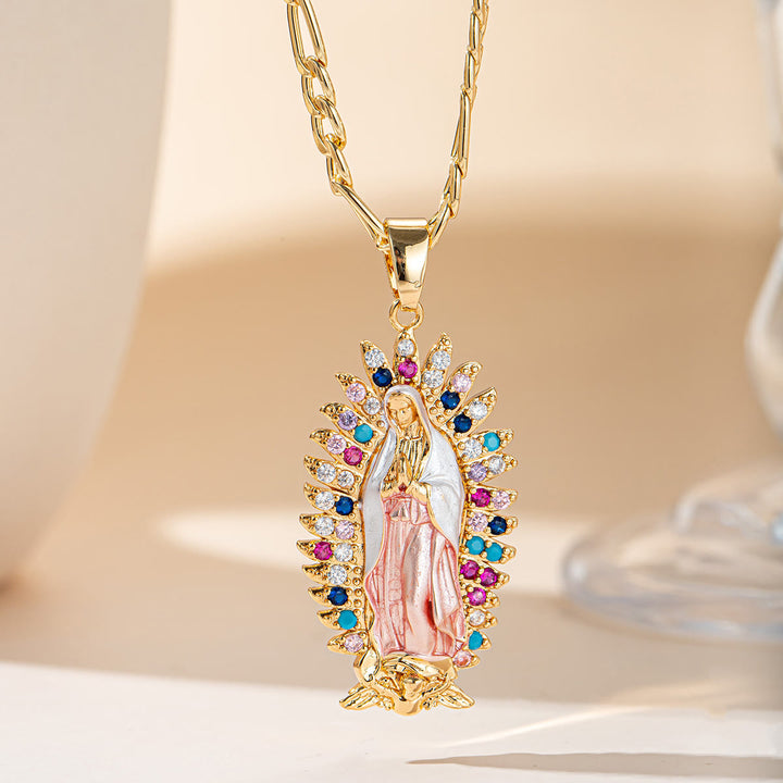 Christianartworkshop Collar con colgante de aureola radiante de Guadalupe: emblema de la suave bendición celestial. - Nuestra Señora E - image 4