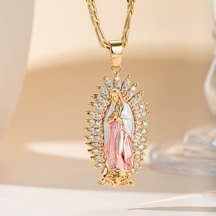 Christianartworkshop Collar con colgante de aureola radiante de Guadalupe: emblema de la suave bendición celestial. - Nuestra Señora C - image 2