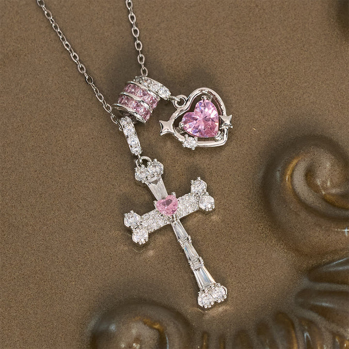 Christianartworkshop Collar con cruz de cristal pavimentada delicada: emblema de la tranquila protección celestial. - image 6