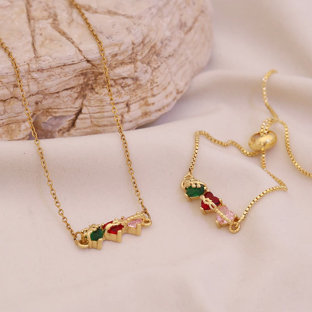 Christianartworkshop Conjunto de joyas de gemas en forma de corazón conectadas en trío: símbolo de un vínculo celestial inquebrantable. - image 1