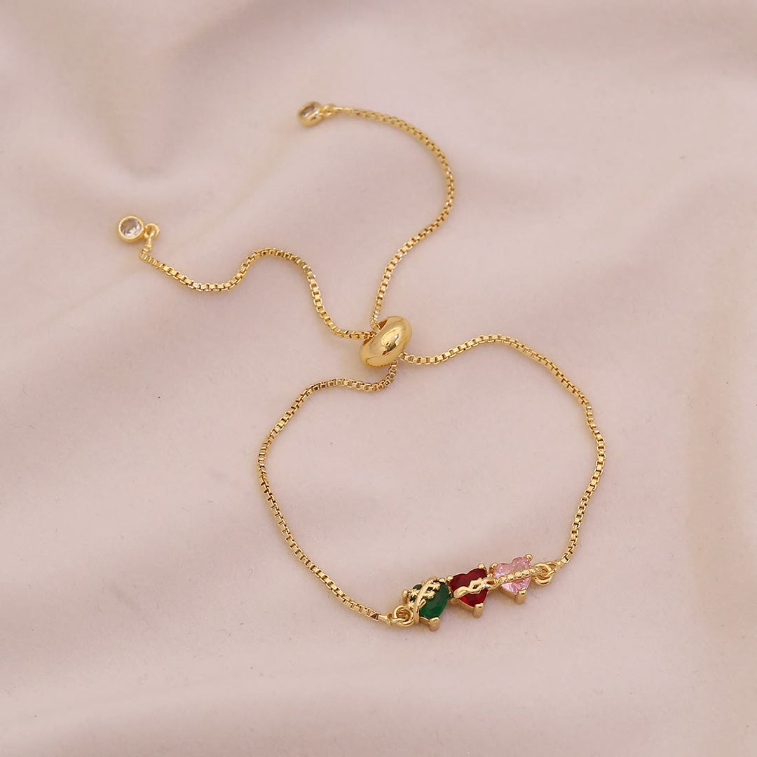 Christianartworkshop Conjunto de joyas de gemas en forma de corazón conectadas en trío: símbolo de un vínculo celestial inquebrantable. - Pulsera - image 0