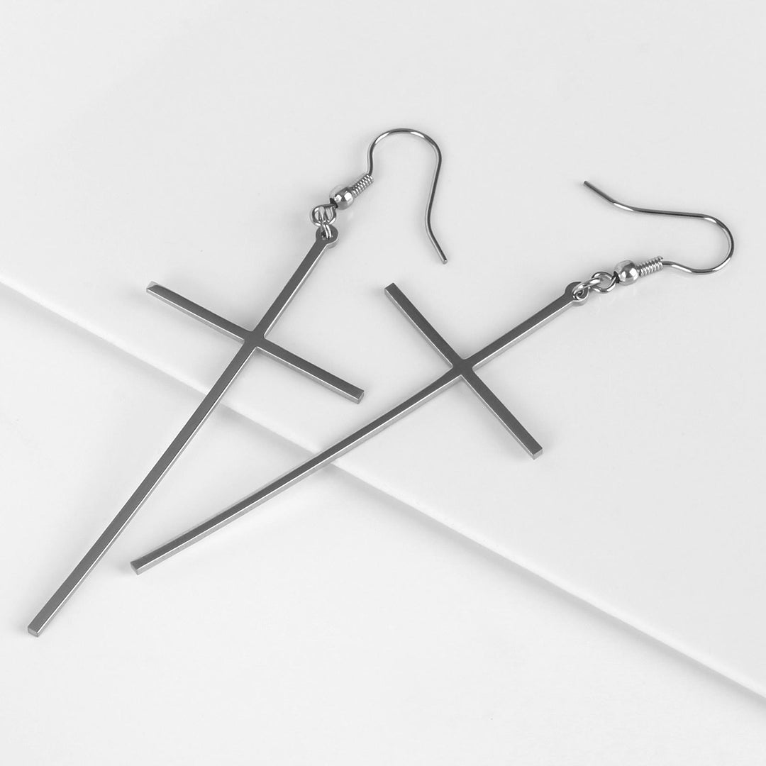 Christianartworkshop Pendientes largos y delgados con forma de cruz: símbolo de tranquila y sagrada serenidad. - image 12