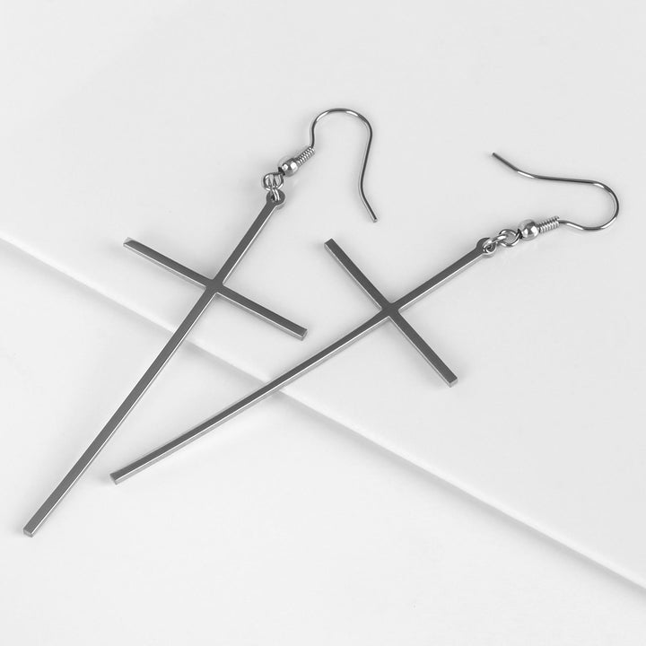 Christianartworkshop Pendientes largos y delgados con forma de cruz: símbolo de tranquila y sagrada serenidad. - image 12