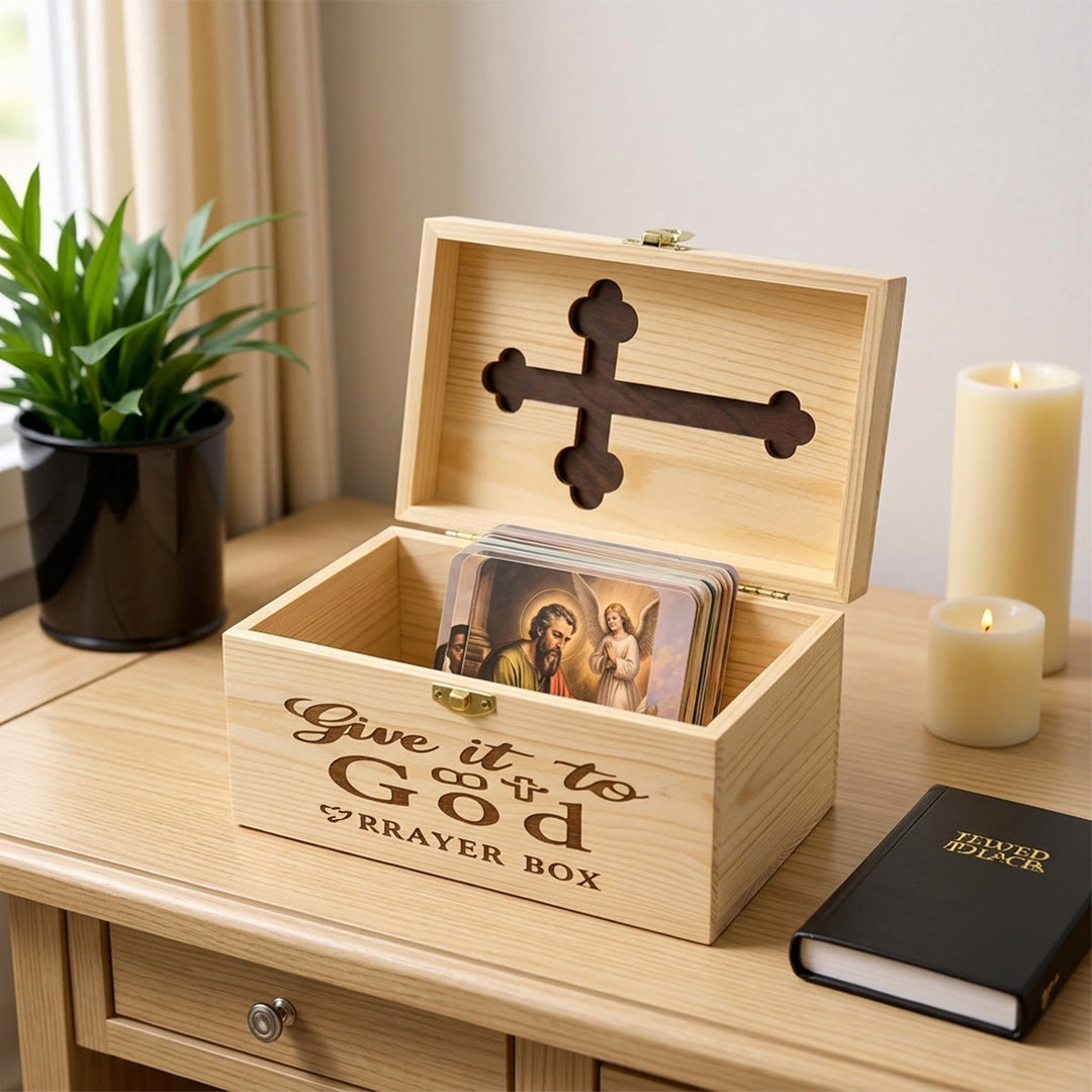 Christianartworkshop Caja de oración rústica con forma de cruz (solo la caja): símbolo de un refugio celestial y pacífico. - image 5