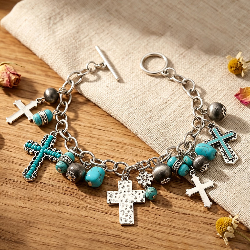 Christianartworkshop Pulsera y colgante para coche con cruz bohemia atemporal: símbolo de paz celestial duradera. - image 1