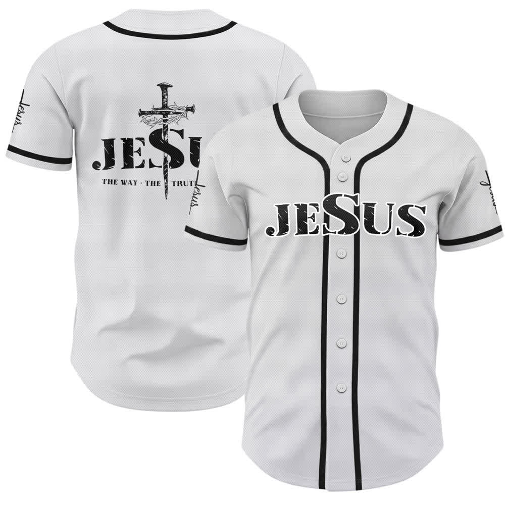 Camiseta de béisbol con estampado de doble cara de Jesús, el Camino, la Verdad y la Cruz de Christianartworkshop - Negro - 5XL - image 7