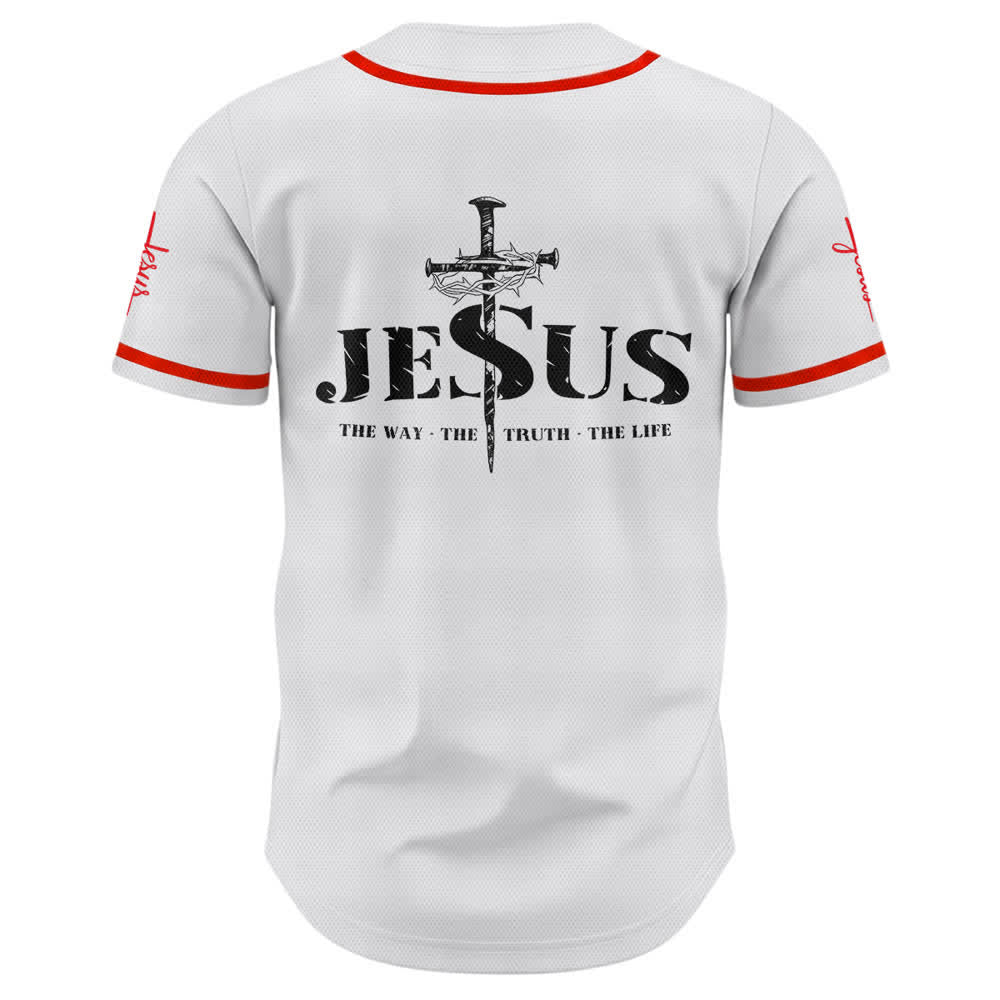 Camiseta de béisbol con estampado de doble cara de Jesús, el Camino, la Verdad y la Cruz de Christianartworkshop - image 16
