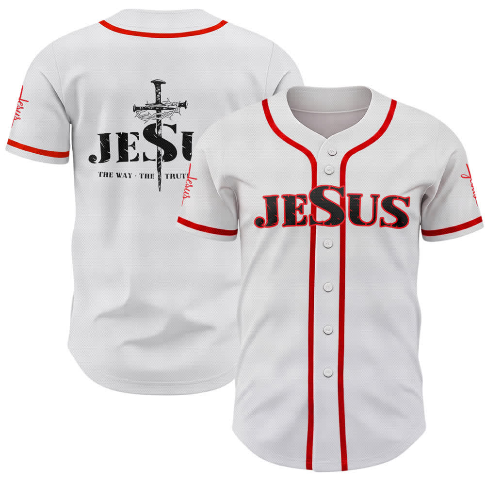 Camiseta de béisbol con estampado de doble cara de Jesús, el Camino, la Verdad y la Cruz de Christianartworkshop - Rojo - 5XL - image 14
