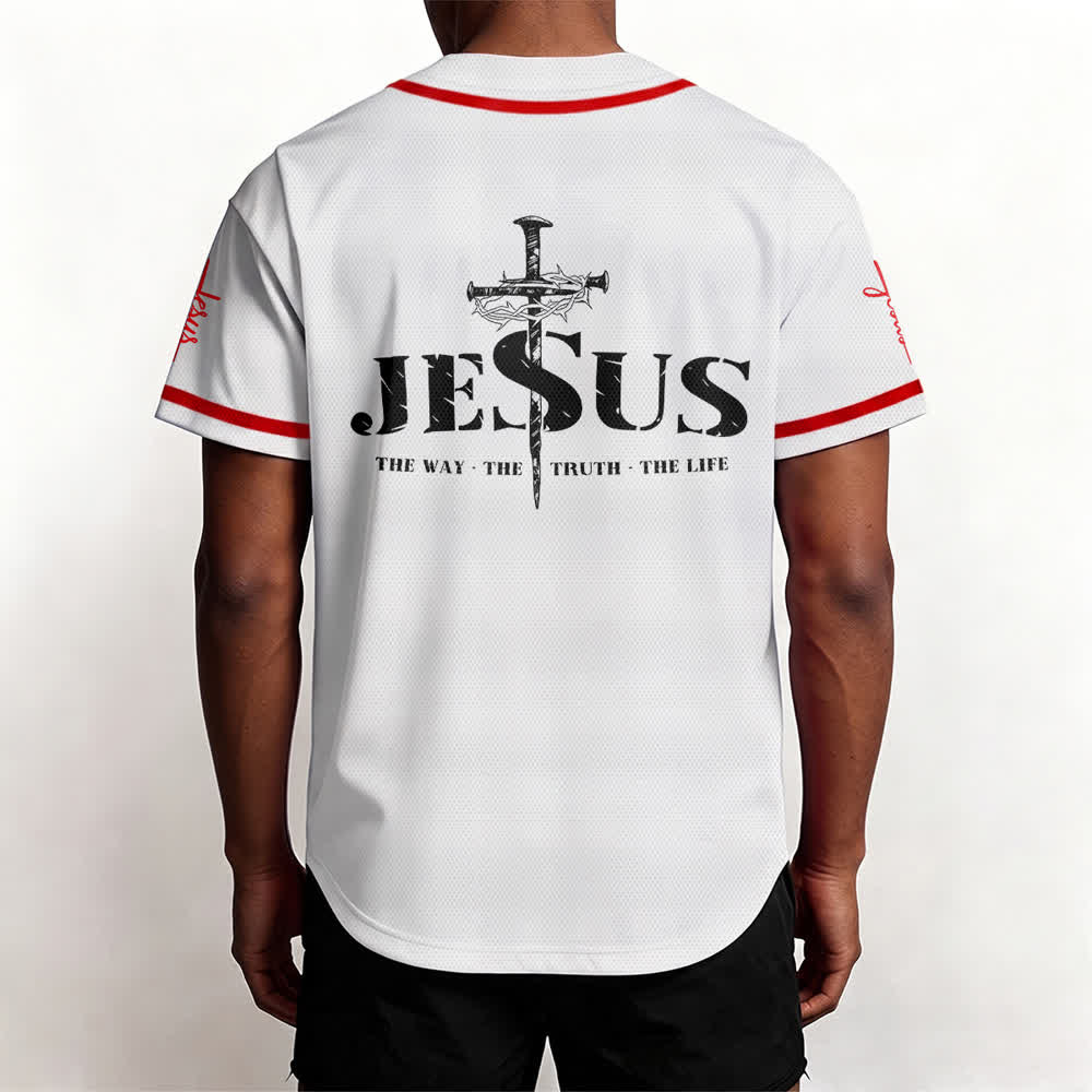 Camiseta de béisbol con estampado de doble cara de Jesús, el Camino, la Verdad y la Cruz de Christianartworkshop - image 20
