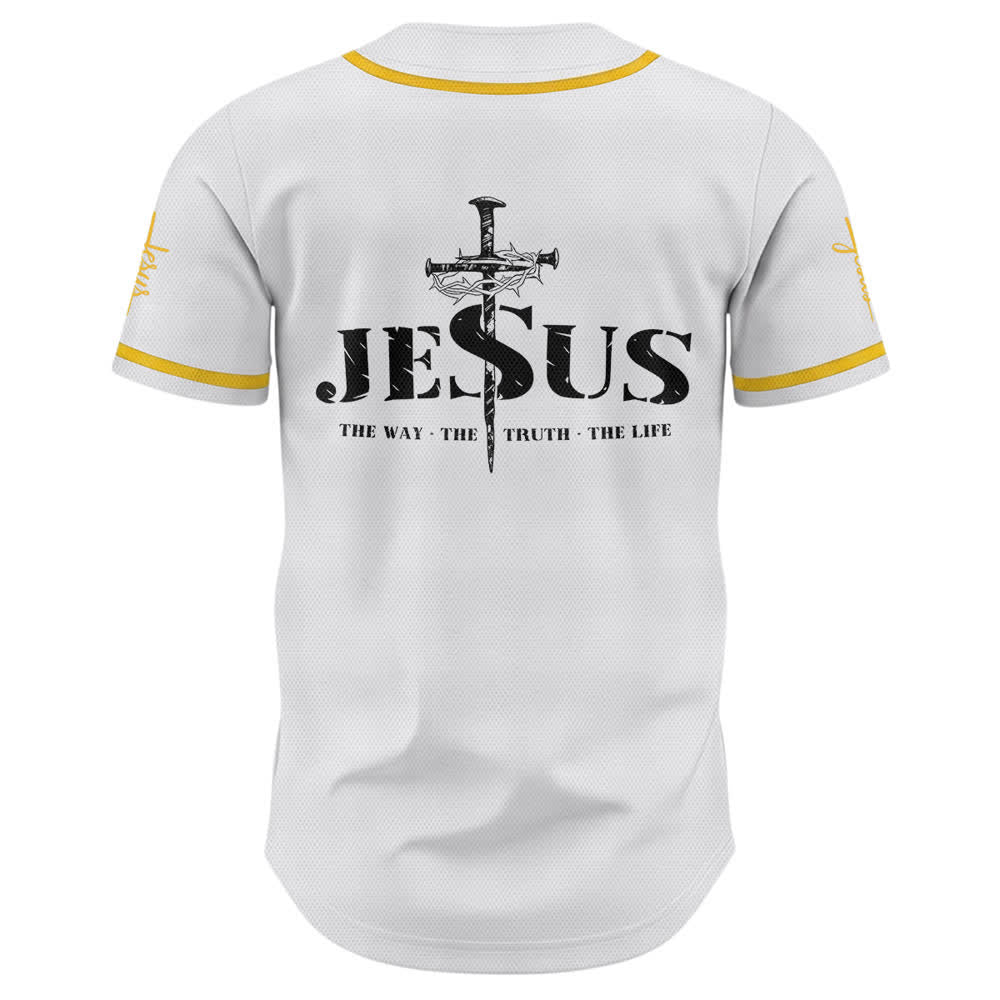 Camiseta de béisbol con estampado de doble cara de Jesús, el Camino, la Verdad y la Cruz de Christianartworkshop - image 2