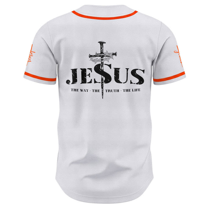Camiseta de béisbol con estampado de doble cara de Jesús, el Camino, la Verdad y la Cruz de Christianartworkshop - image 23