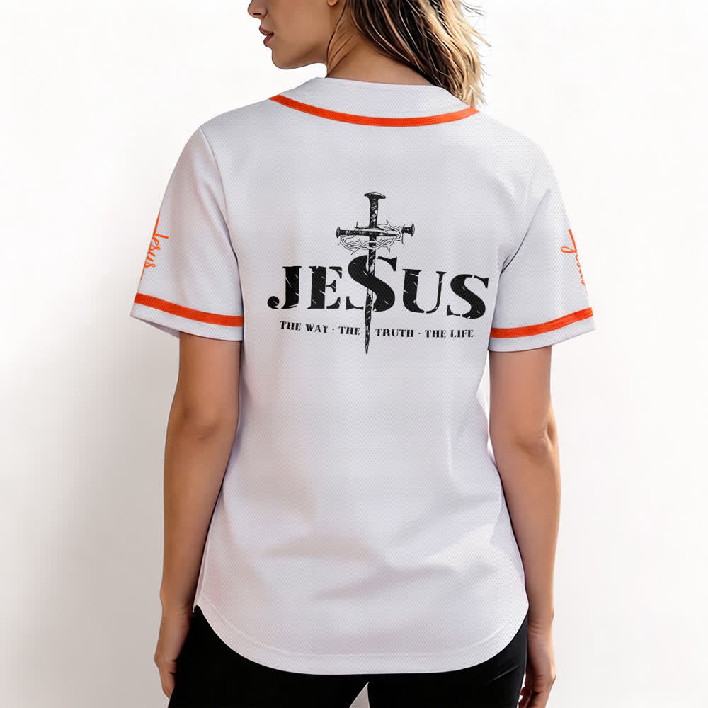 Camiseta de béisbol con estampado de doble cara de Jesús, el Camino, la Verdad y la Cruz de Christianartworkshop - image 25