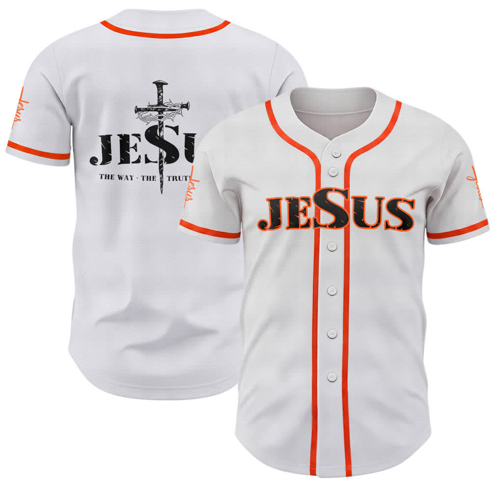 Camiseta de béisbol con estampado de doble cara de Jesús, el Camino, la Verdad y la Cruz de Christianartworkshop - Naranja - 5XL - image 21