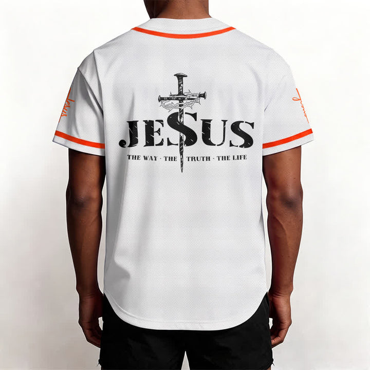 Camiseta de béisbol con estampado de doble cara de Jesús, el Camino, la Verdad y la Cruz de Christianartworkshop - image 27